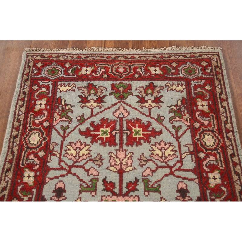 Light Blue Oushak Accent Rug Hand-Knotted Transitional Wool Carpet - 2'10"x 5'0"