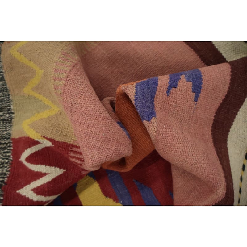 Hand Woven Oriental 100% Wool Carpet Southwestern Modern Multi-Colored Kilim Area Rug - 9' 9'' X 6' 8''