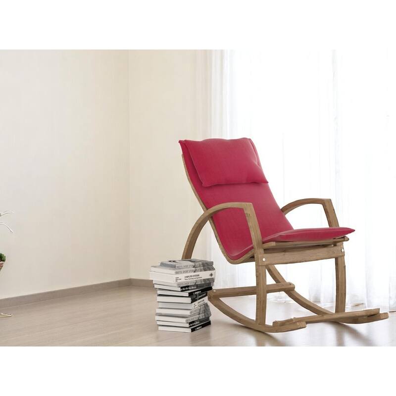 Modern Rocking Chair, Modern Accent Rocker Armchair With Wooden Frame, Upholstered High Back Wooden Rocking Chair