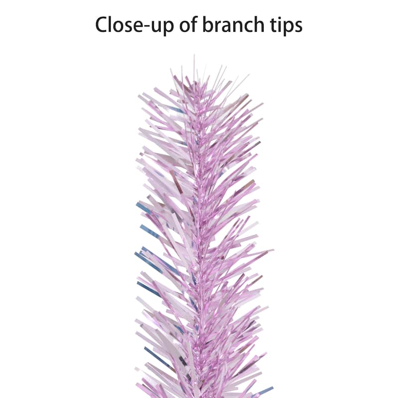 Puleo International 4.5 ft. Pre-lit Pink Tinsel Tree