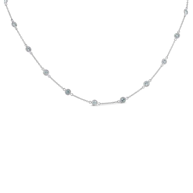 1 3/4 Ctw Diamond Bezel Station Necklace White Gold 18"
