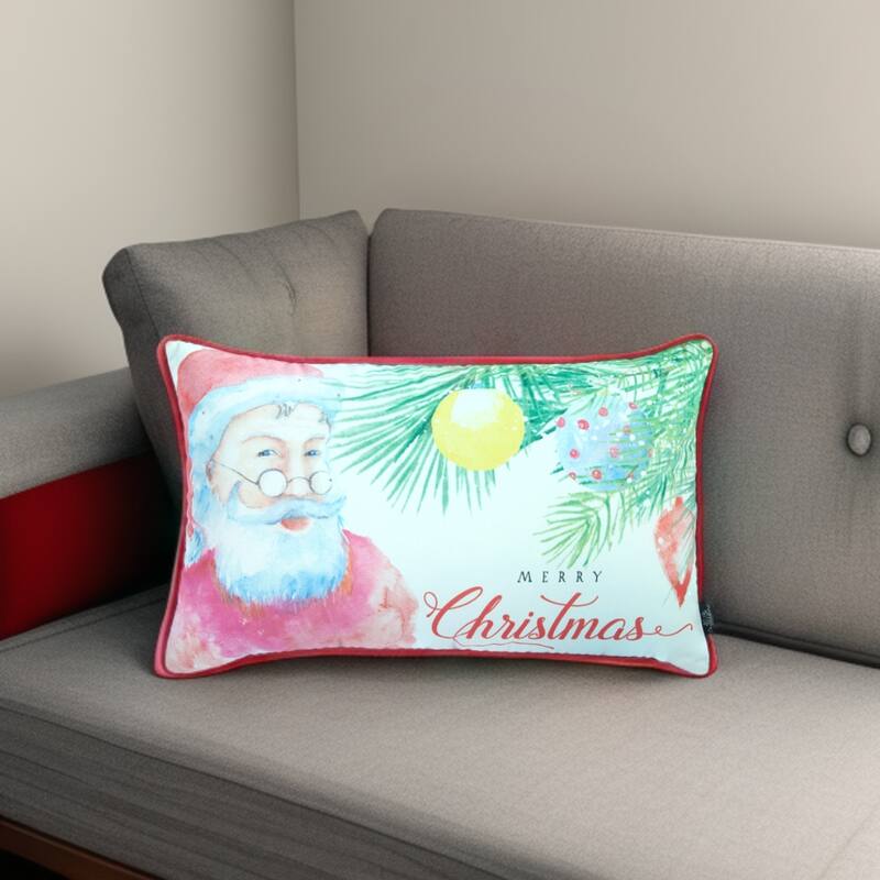 HomeRoots 12" X 20" Red and White Christmas Polyester Pillow Cover