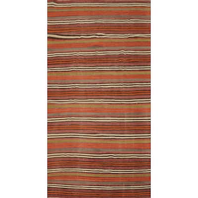 Hand Woven Oriental 100% Wool Carpet Southwestern Geometric Multi-Colored Kilim Runner Rug - 9' 4'' X 4' 5''