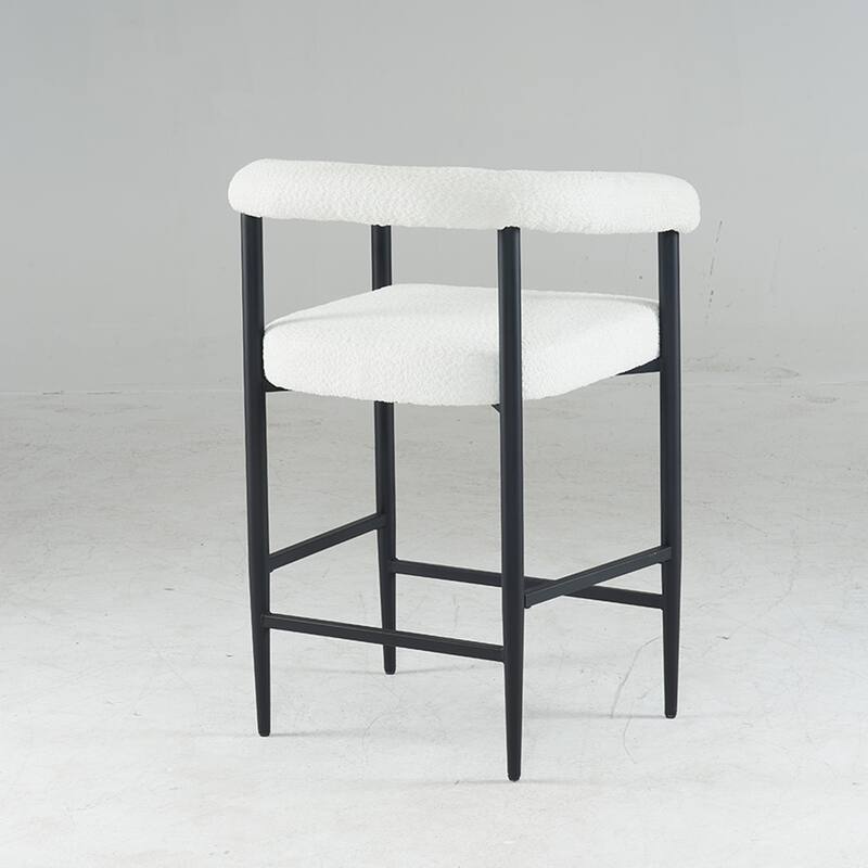 Modern Upholstered Bar Stools Set of 2, Fabric Counter Height Chairs with Metal Frame & Armrests, Kitchen Island Bar Chairs