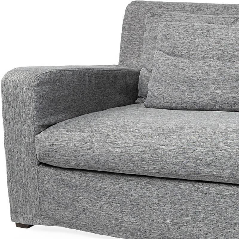 HomeRoots 93" Dark Gray Slipcovered Fabric Sofa With Toss Pillows