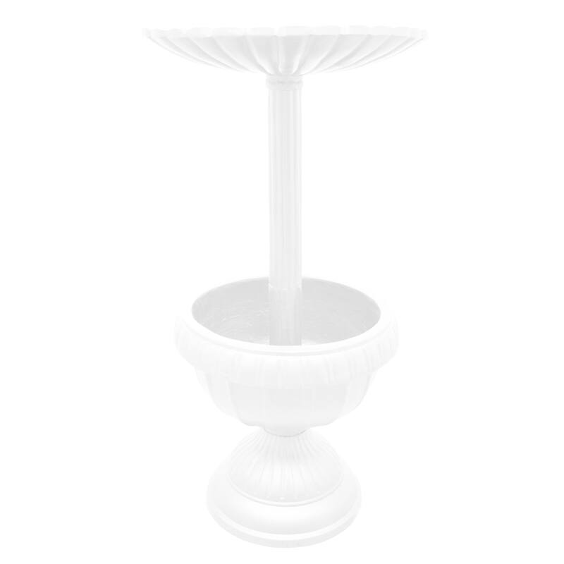 Ornate Round Cast Aluminum Metal 35-in Bird Bath and Planter Vase Combo