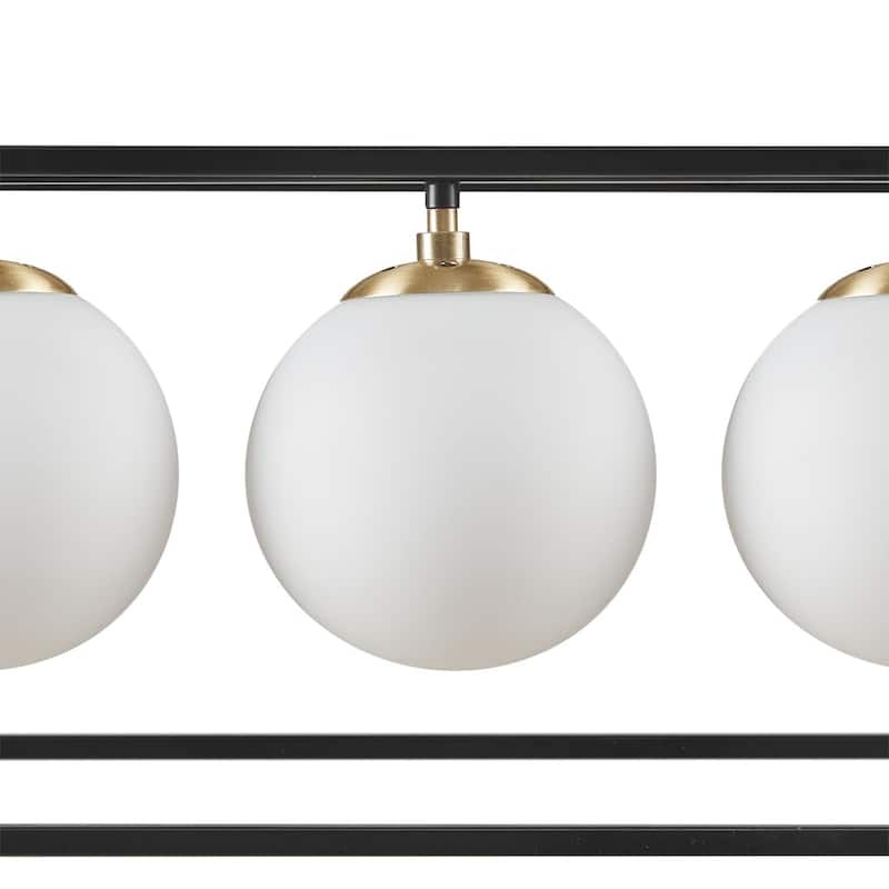 Helena 6-Light Frosted Glass Globe Linear Chandelier for living room,bedroom,and dining room