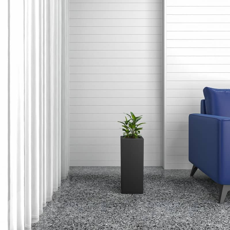 Terra Modern Tall Square in Fiberstone and MGO Clay Planter With Drainage Holes Durable Indoor Outdoor Decorative Plant Pot
