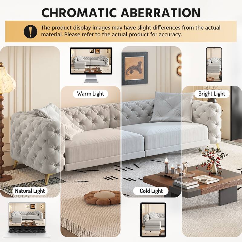 GDFStudio - Velvet 97.7" 3-in-1 Convertible Sleeper Sofa with Pull-Out Bed