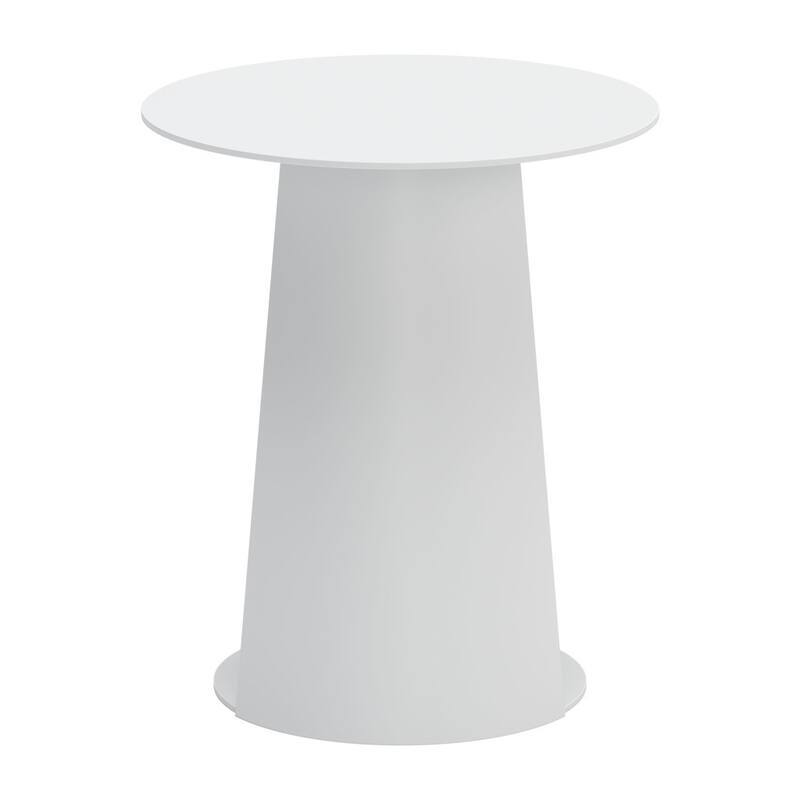 HomeRoots 16" White Aluminum Rounded Outdoor Side Table