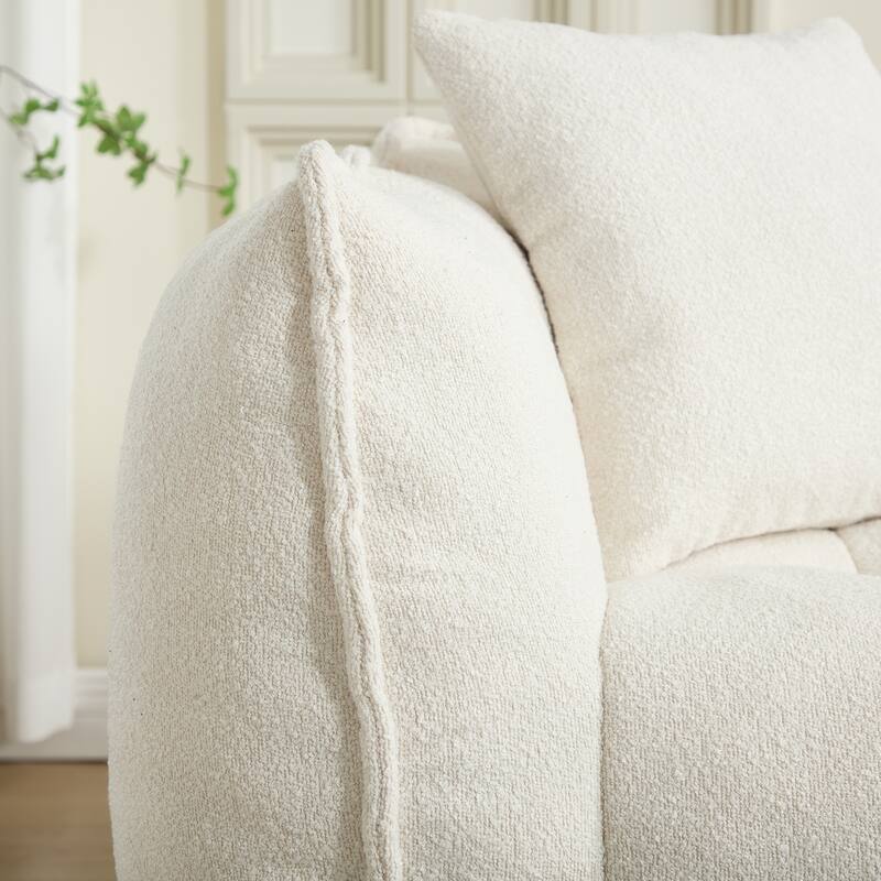 Modern Chenille Bean Bag Chair Square Recliner Sofa with Armrests for Games Reading Watching TV
