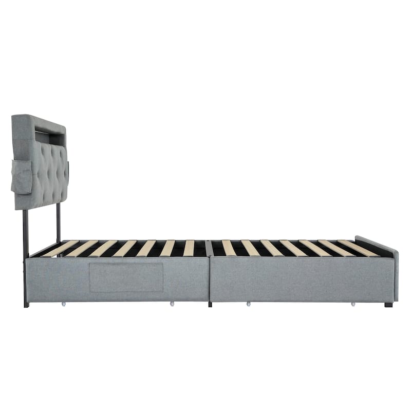Twin Size Platform Bed with Storage, USB Station, and LED