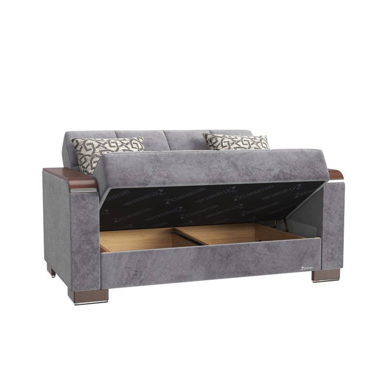 Collection Upholstered Convertible Loveseat With Storage - Grey