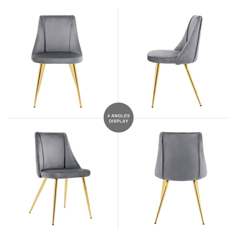 Set of 4 Modern Velvet Upholstered Accent Dining Chairs
