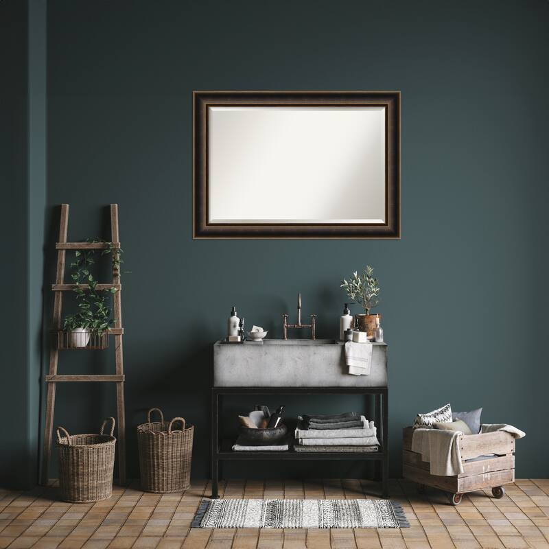 Villa Oil Rubbed Bronze Beveled Wood Framed Bathroom Vanity Wall Mirror - Villa Oil Rubbed Bronze