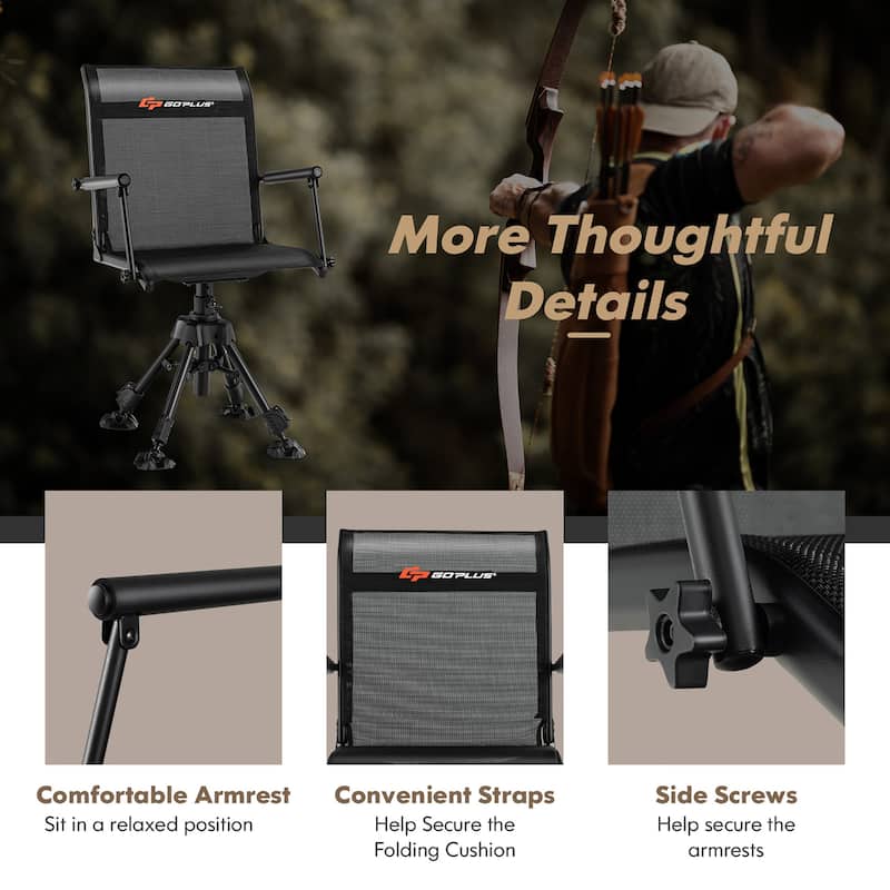 Goplus Swivel Hunting Chair with 4 360° Adjustable Legs Folding Silent - See Details