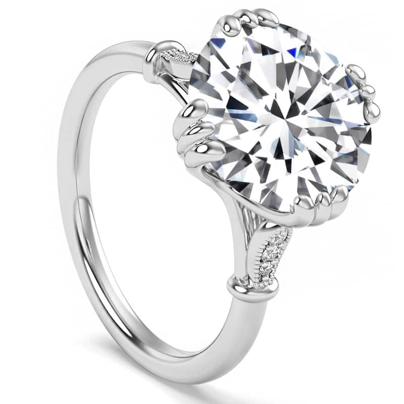 Bliss Diamond Certified 5.10Ct Round Diamond White Gold Engagement Ring Lab Grown