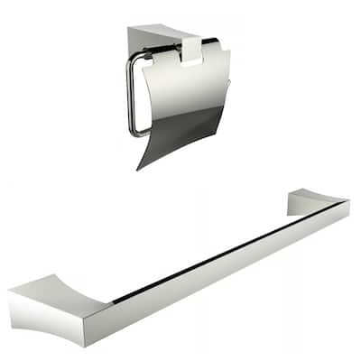Chrome Plated Toilet Paper Holder With Single Rod Towel Rack Accessory Set