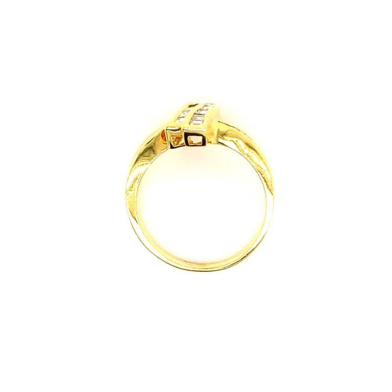 Kabella Taper Baguette Two Row Round and Baguette Diamonds Ring