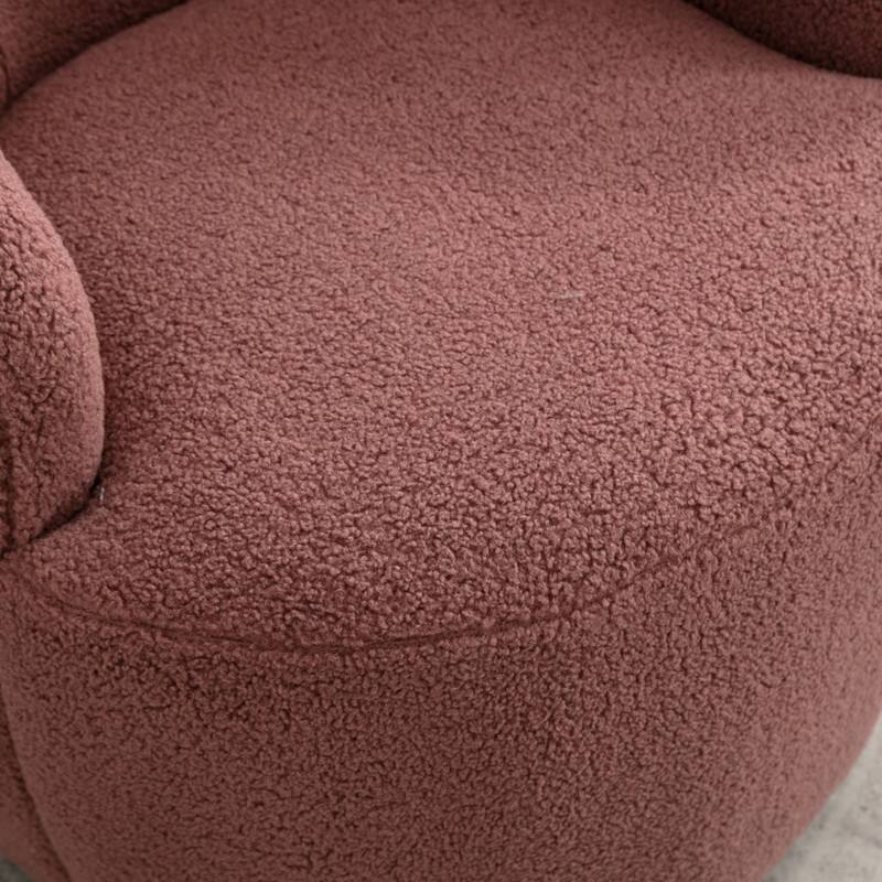 Teddy Fabric Swivel Accent Barrel Chair With Powder Coating Metal Ring