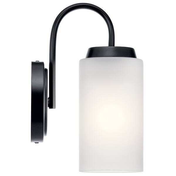 Kichler Lighting Kennewick 1Light Wall Sconce Black with Etched Glass