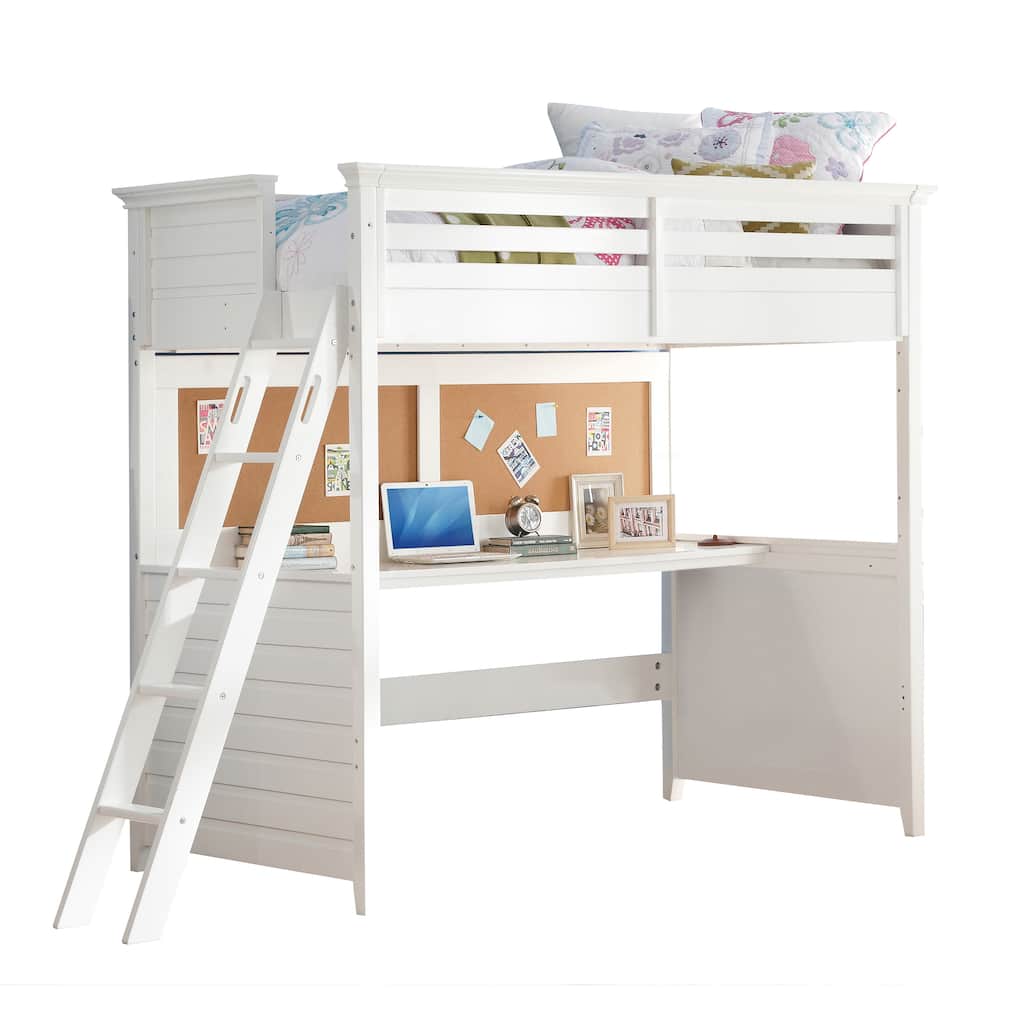 Cassidy White Twin Loft Bed with Desk