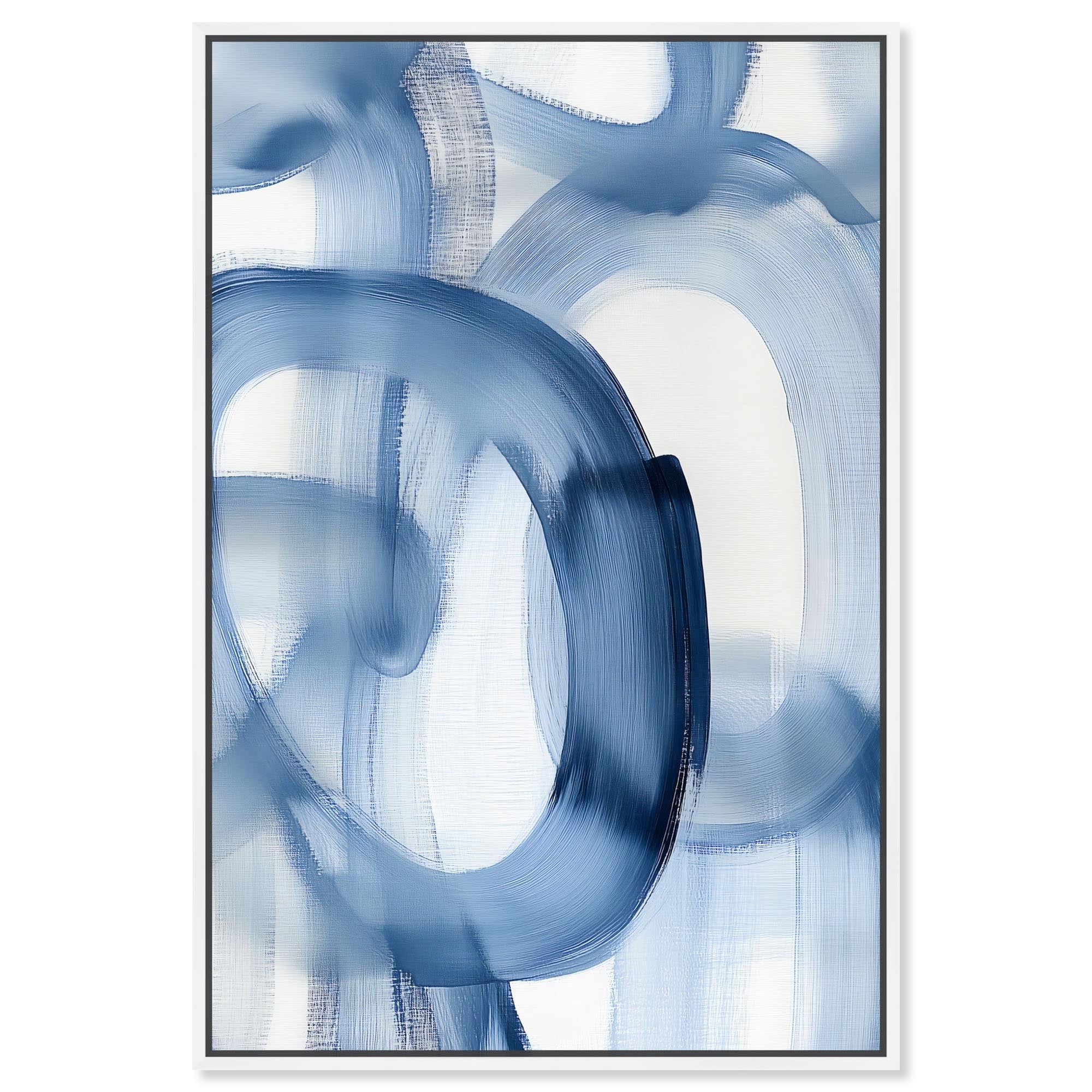 Fading Mist III Modern Blue Wall Art Framed Canvas Print by Art Remedy