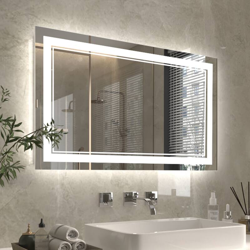 ExBrite Anti-Fog LED Bathroom Mirror with Endless Dimming - 24" x 40"