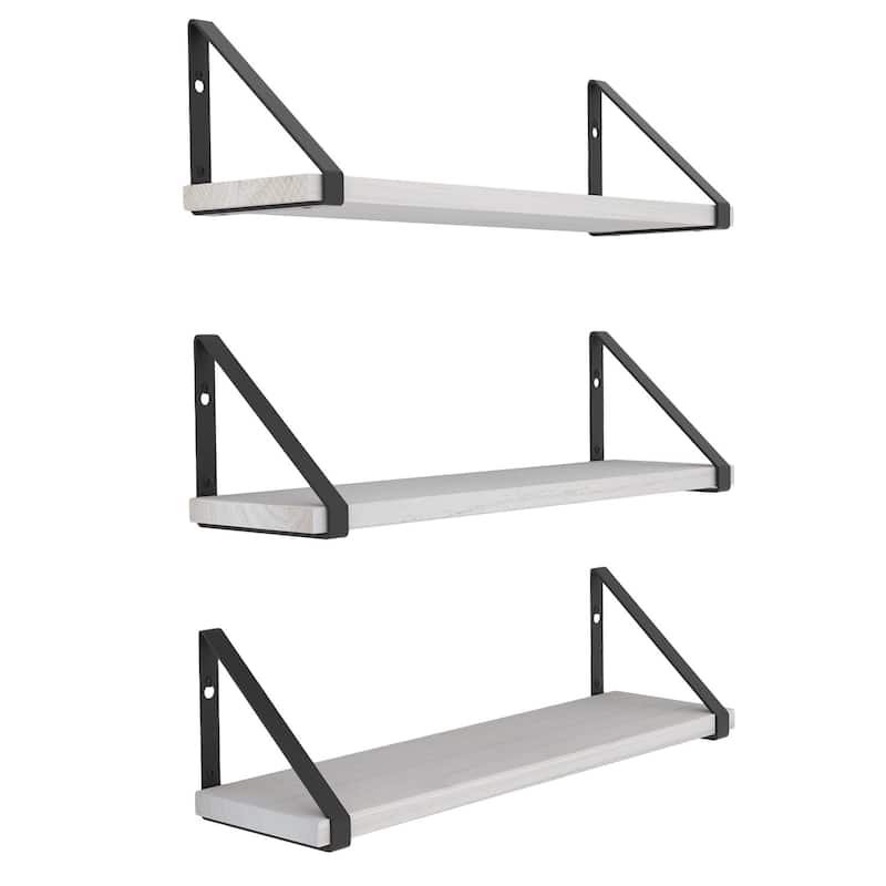 Wallniture Ponza 17"x4.5" Wall Shelves for Bathroom Decor, White, Set of 3