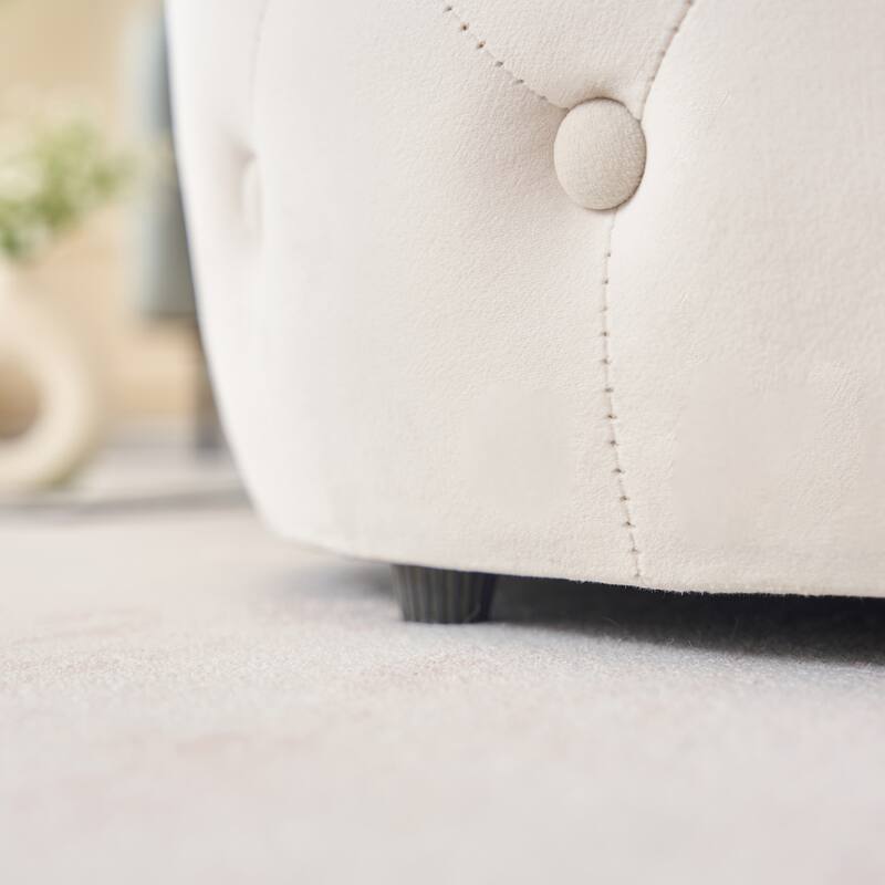 Luxurious Nesting Ottomans of 2, Round Storage Foot Stool with Wood Tray