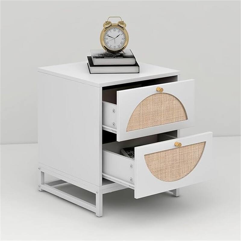 Nightstand with 2 Drawers Set of 1 - white