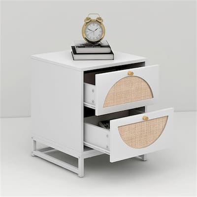 Nightstand with 2 Drawers Set of 1