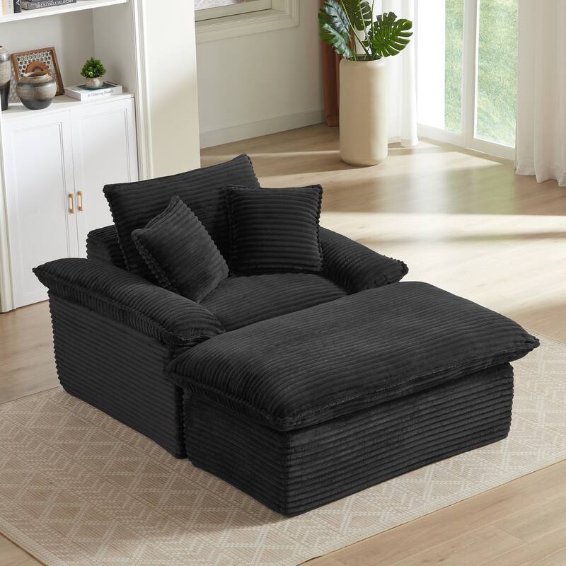 51.97" Modern Comfortable Cushioned Compression Single Sofa with Footrest