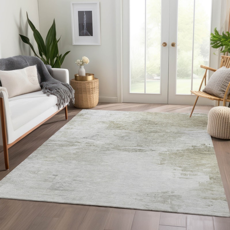 Machine Washable Indoor/ Outdoor Chantille Abstract Ombre Rug - Ivory - 5' x 7'6"