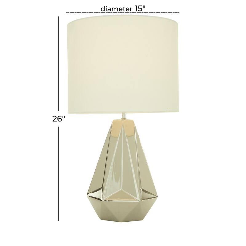 Ceramic Geometric Room Table Lamp - White, Silver, Gold, Black - CosmoLiving by Cosmopolitan