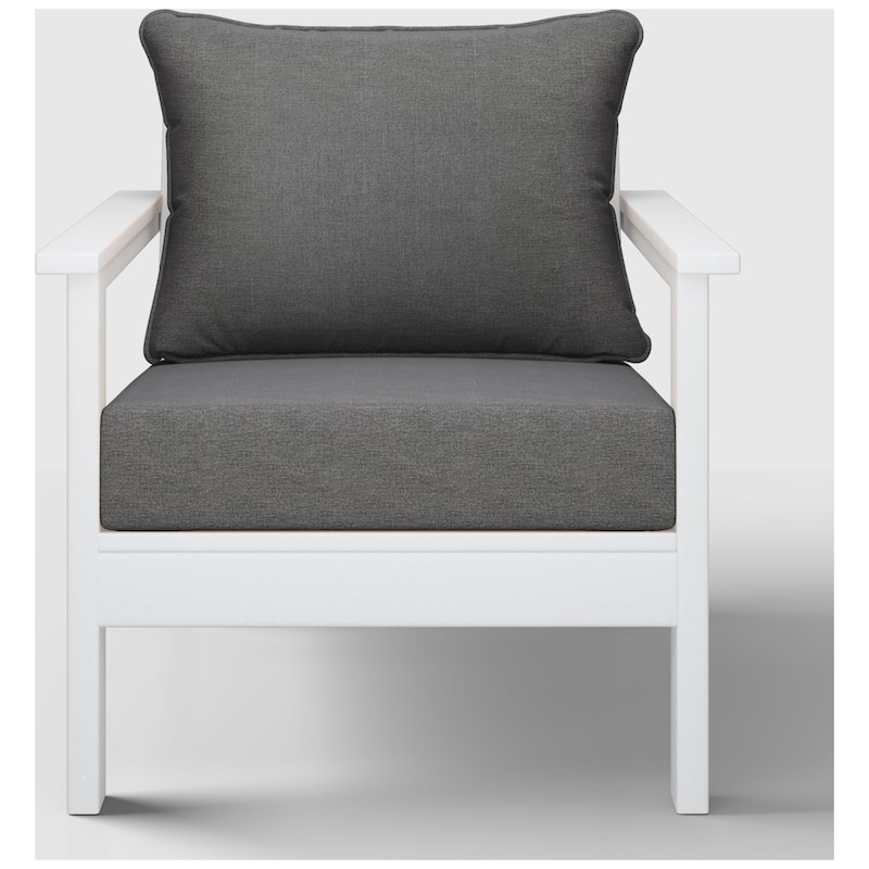 Birchwood All Weather HDPE Outdoor Patio Deep Seating White Club Chair With Cushions (1-Piece)