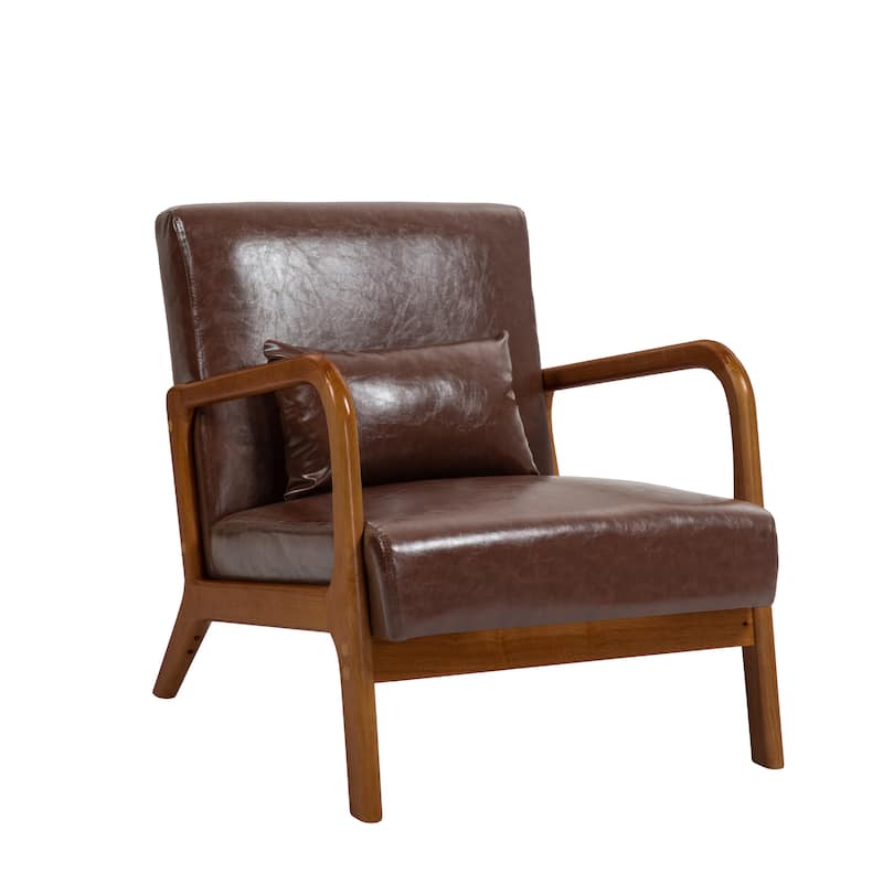 Mid Century Solid Wood Upholstered Accent Chair