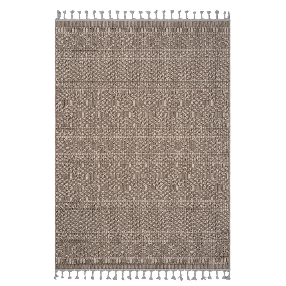 LOOM & LUXE Collection Mocha/Geometric Indoor/Outdoor Area Rug