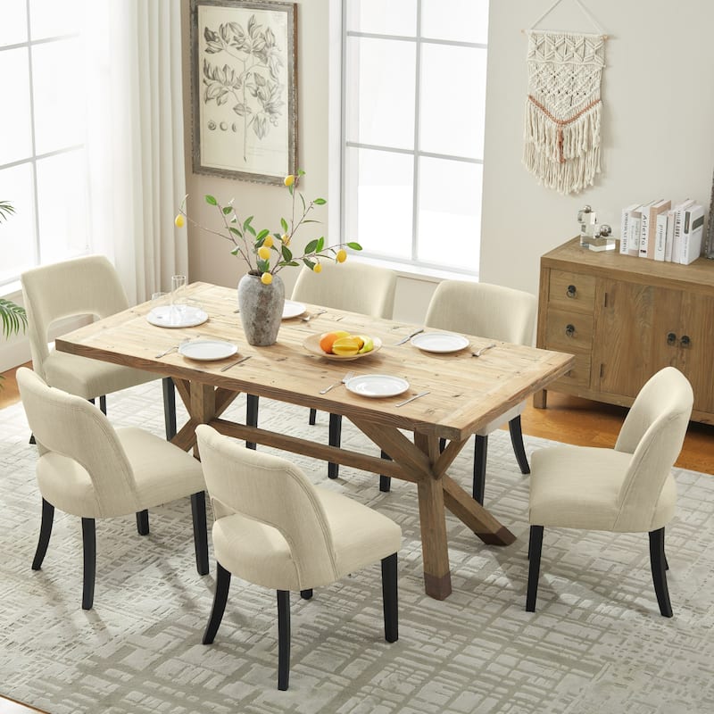 Set of 2/4/6 Modern Fabric Upholstered Dining Room Chair Kitchen Chairs with Wood legs