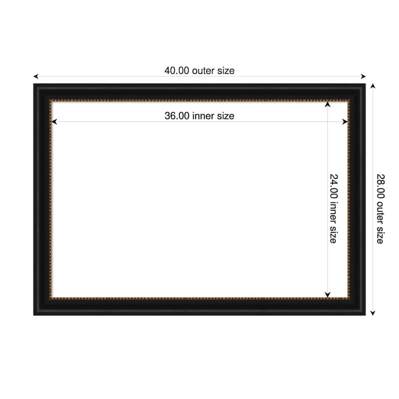 Amanti Art Manhattan Black Framed Dry Erase Magnetic Board - 40 x 28 in - Manhattan Black