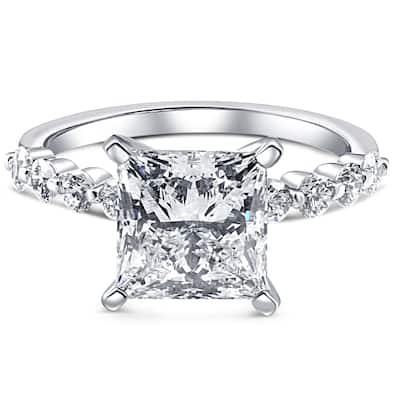 Certified 3.44Ct Princess Cut Diamond Engagement Ring White Gold Lab Grown