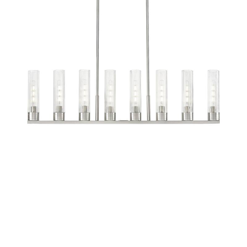 Innovations Lighting 617-8I-14-48 Boreas Linear Boreas 8 Light 48" - Satin Nickel / Striped Clear