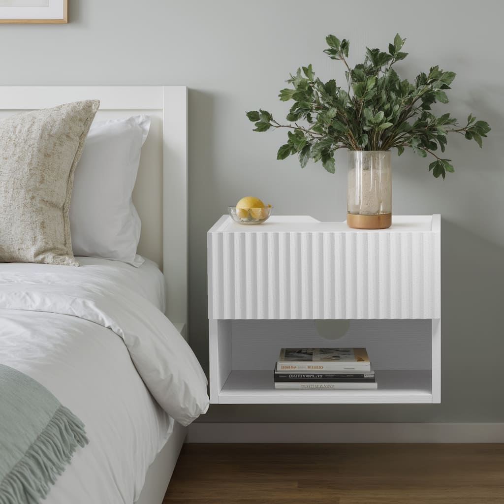 Modern Wall-Mounted Floating Nightstands with Drawer (Set of 2)