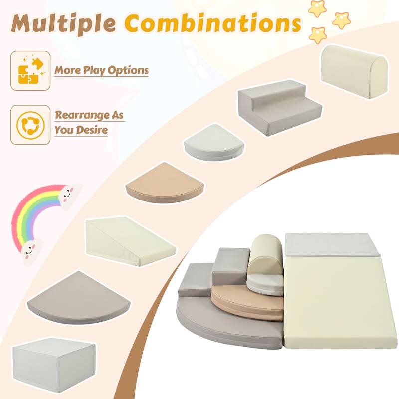 7-Piece Soft Foam Climbing Blocks for Toddlers,Soft Climb& Crawl Playset Indoor, Soft Play Equipment Climb and Crawl Playground