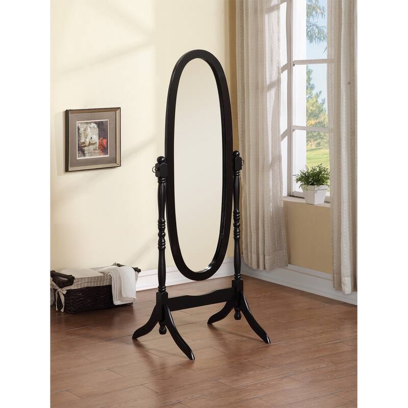 GTU Furniture Swivel Adjustable Full-Length Standing Oval Wood Cheval Floor Mirror - Black