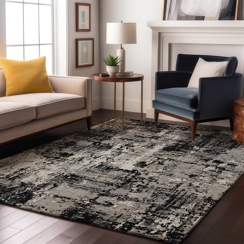 Premium Washable Super Soft Abstract Acree Mayfield Rug - Black - 3' x 5'