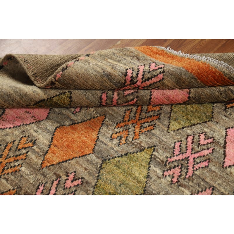 Geometric Moroccan Square Area Rug Hand-Knotted Wool Carpet - 5'9" x 6'4"