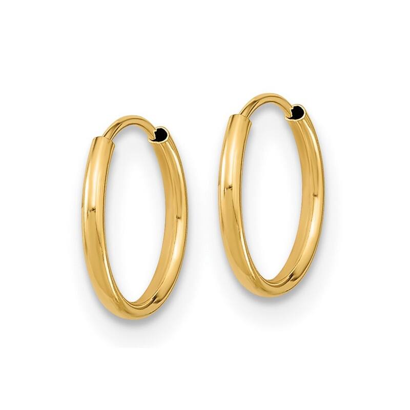 Curata 14k Yellow Gold Polished Girls 9mm Endless Hoop Earrings