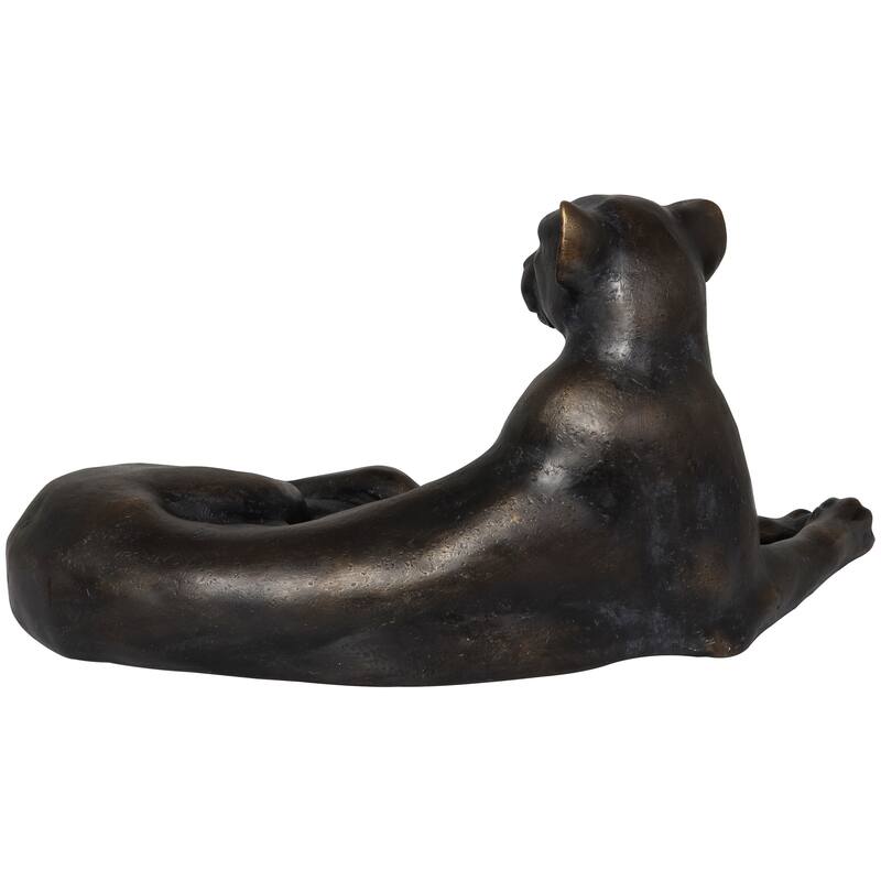 Black Polystone Laying Leopard Decorative Sculpture