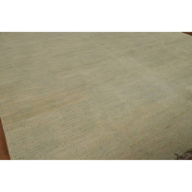 Green Modern Gabbeh Oriental Area Rug Hand-Knotted Wool Carpet - 4'11" x 6'4"